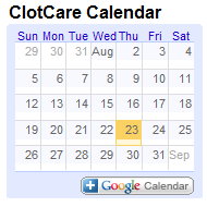 Blood Clot Activities Calendar